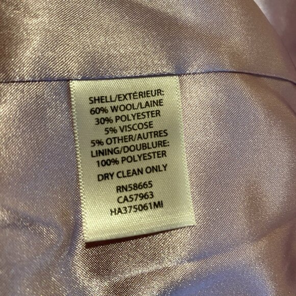 Violet Halogen Wool Blend Coat. 1 Button. Small - Picture 9 of 10